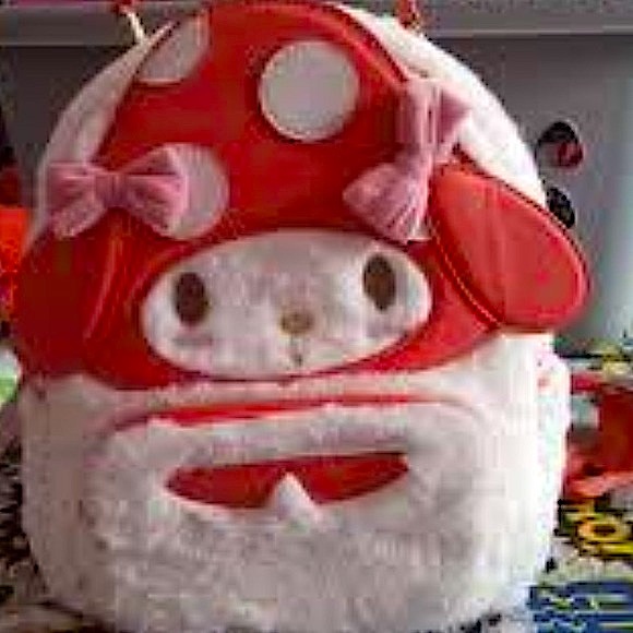 Sanrio My Melody Mushroom fuzzy Backpack Bag Purse Hello Kitty NWT main image 8